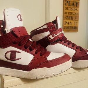Champion Burgundy and White High-Top Sneakers